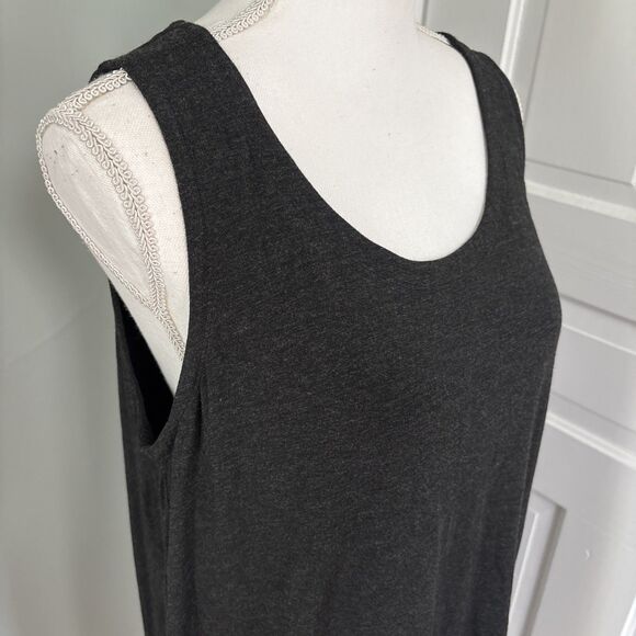 EILEEN FISHER Dress Large Viscose Stretch Jersey Tunic Tank Sleeveless Gray - Picture 2 of 5